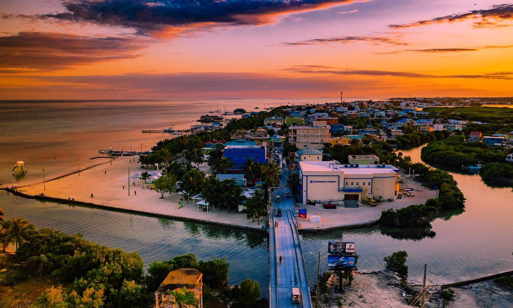 Aerial view of Ambergris Caye, Belize